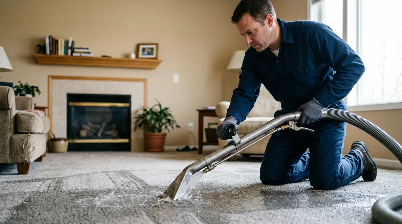 Water damage restoration technician working near Wheatland, PA